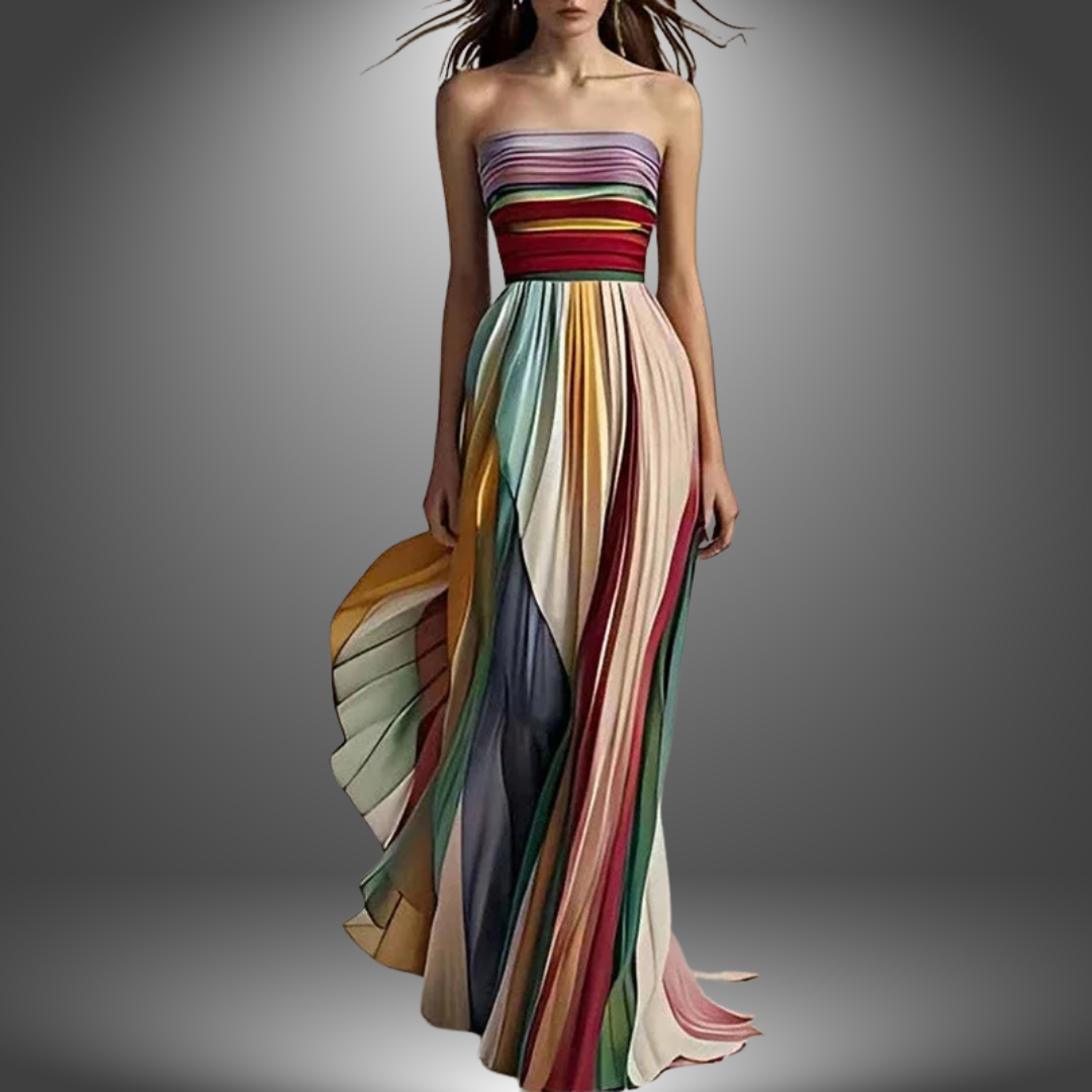 Clover – Chic Rainbow Off-Shoulder Party Dress