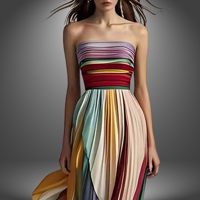 Clover – Chic Rainbow Off-Shoulder Party Dress