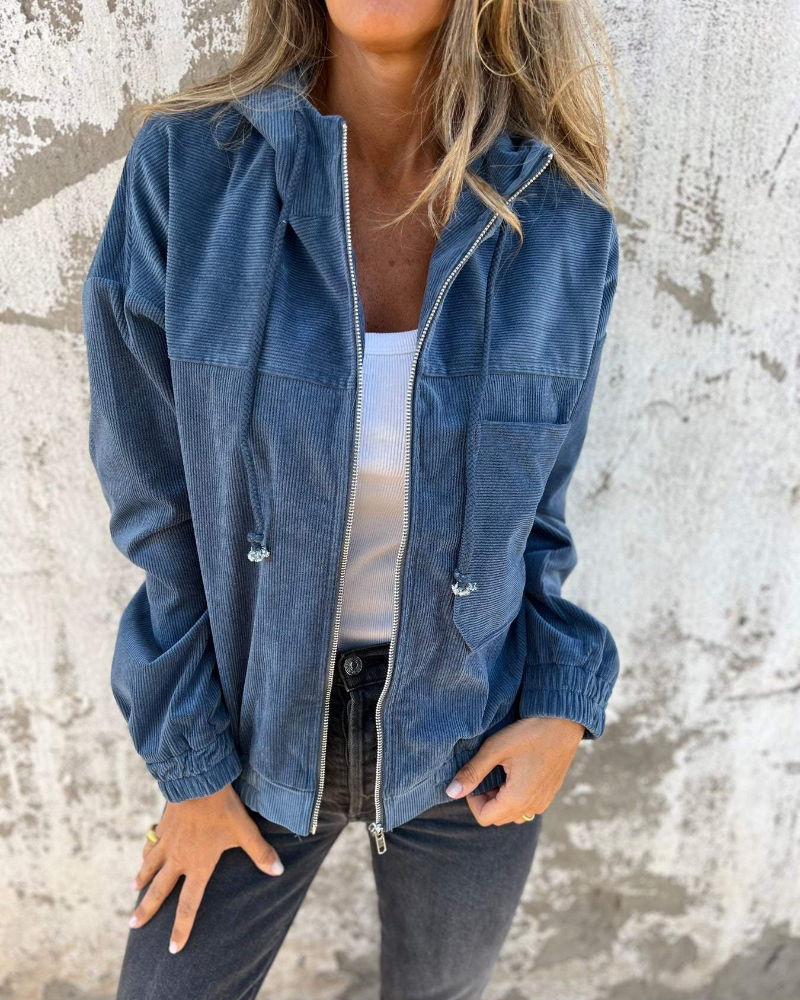 Ella – Corduroy Hooded Jacket with Zip