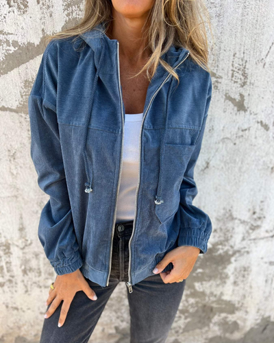 Ella – Corduroy Hooded Jacket with Zip