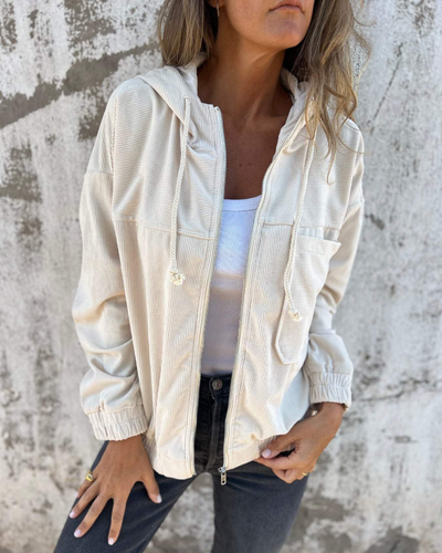 Ella – Corduroy Hooded Jacket with Zip