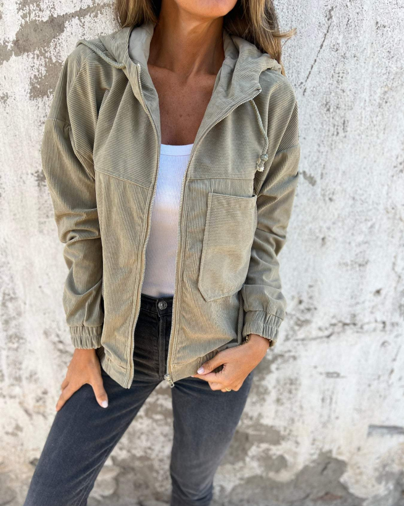 Ella – Corduroy Hooded Jacket with Zip