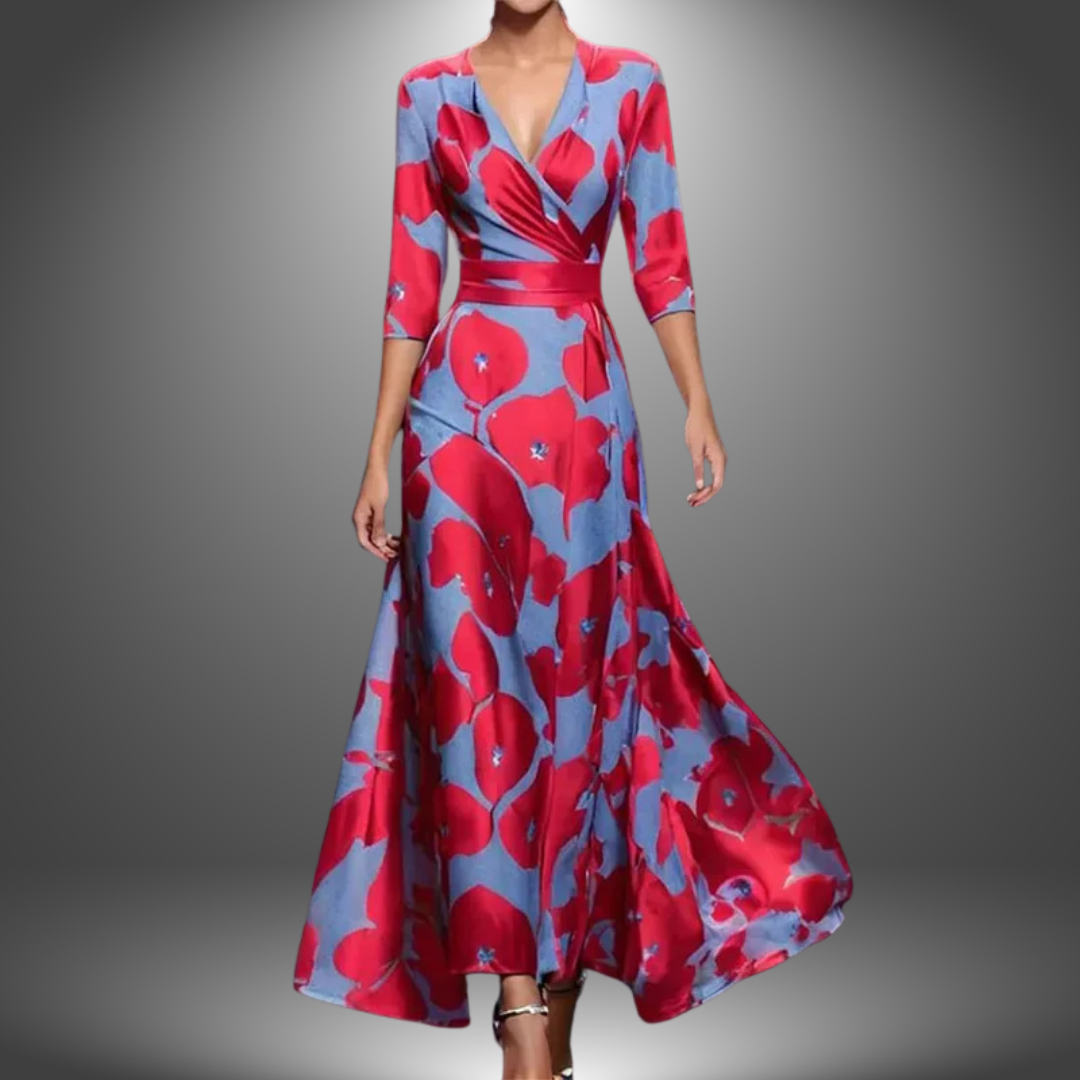 Zora – Flattering V-Neck Half Sleeve Boho Maxi Dress