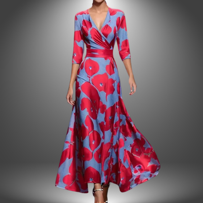 Zora – Flattering V-Neck Half Sleeve Boho Maxi Dress