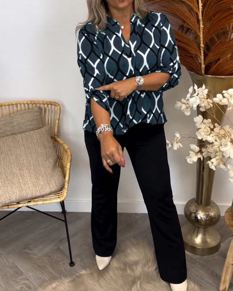Janny – Casual Blouse with Long Sleeves and Elegant Pattern