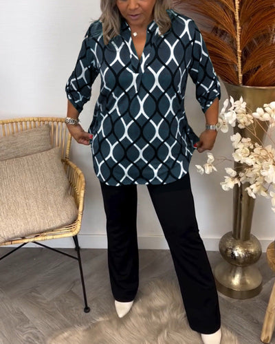 Janny – Casual Blouse with Long Sleeves and Elegant Pattern