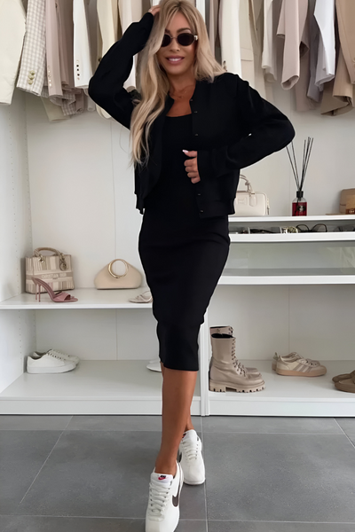 Mabel – Comfortable Midi Dress & Matching Cardigan
