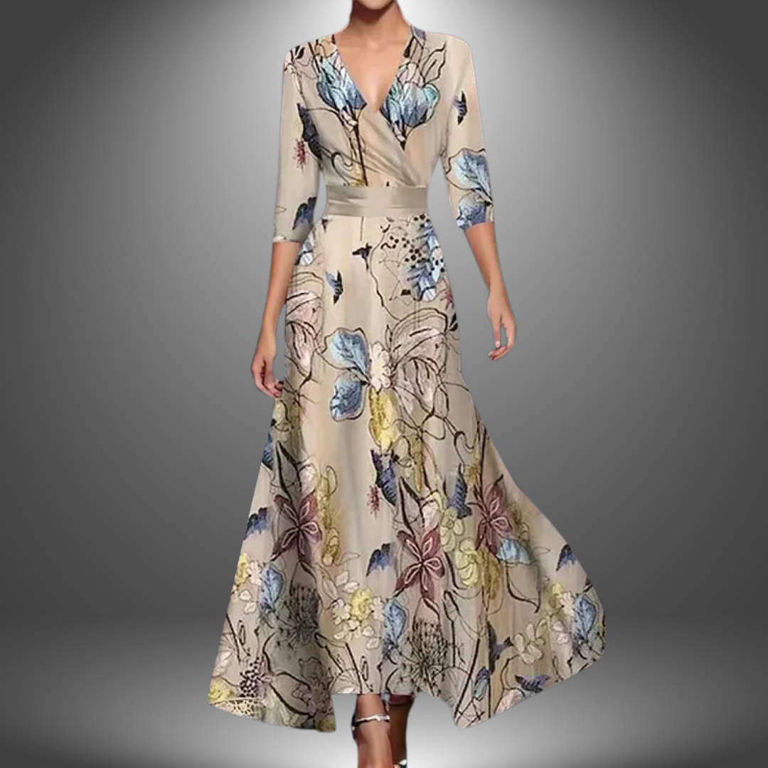 Zora – Flattering V-Neck Half Sleeve Boho Maxi Dress