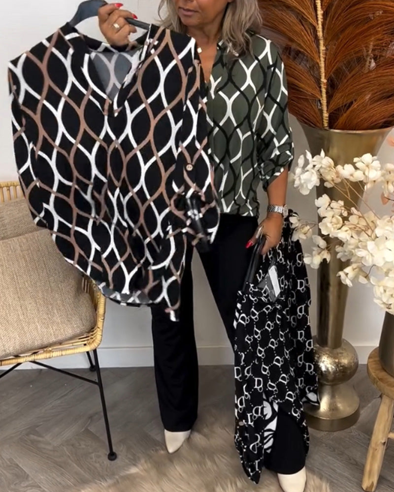 Janny – Casual Blouse with Long Sleeves and Elegant Pattern