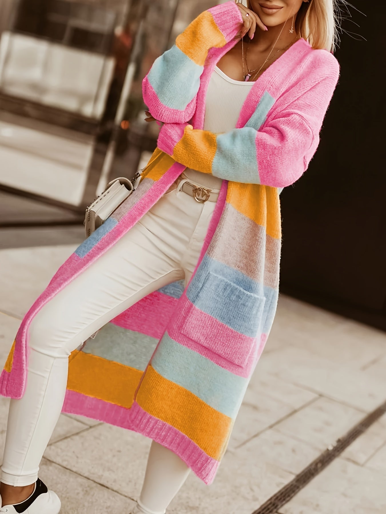 Rose – Pastel Striped Knit Cardigan