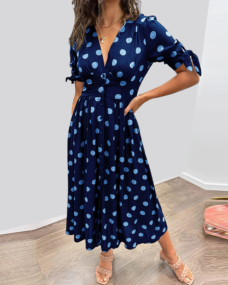 Monique – Elegant Polka Dot Dress