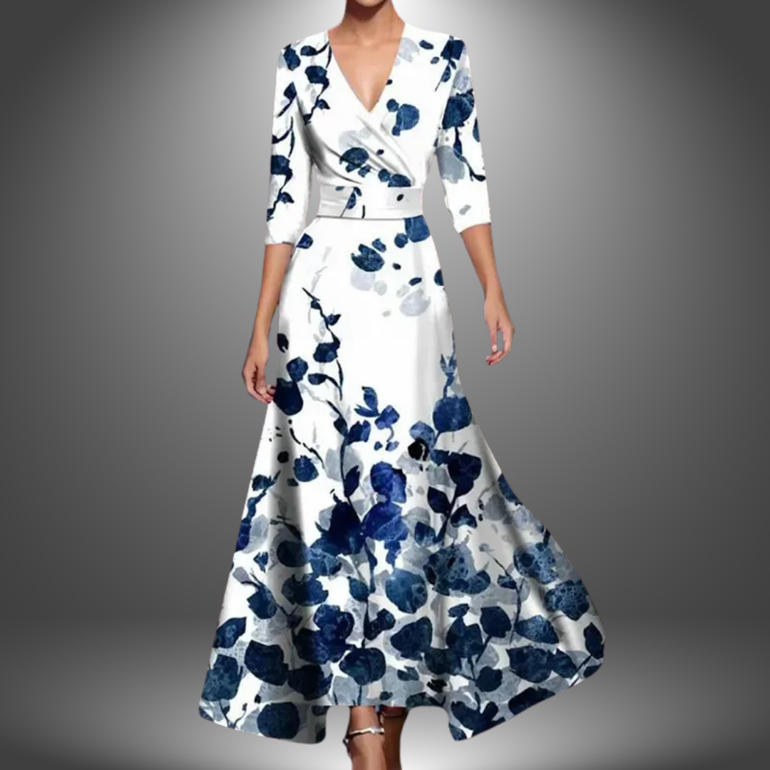 Zora – Flattering V-Neck Half Sleeve Boho Maxi Dress