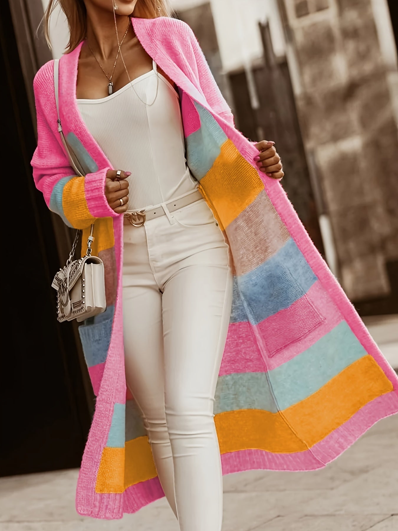 Rose – Pastel Striped Knit Cardigan
