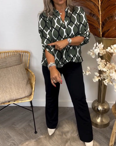 Janny – Casual Blouse with Long Sleeves and Elegant Pattern