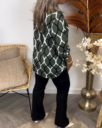 Janny – Casual Blouse with Long Sleeves and Elegant Pattern
