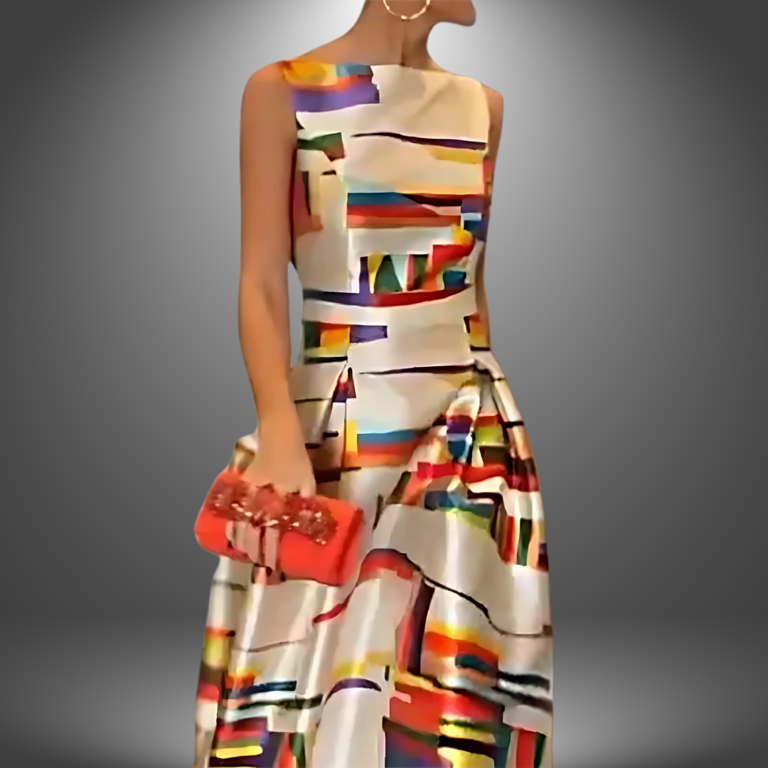 Tatum – Elegant Printed Long Party Dress