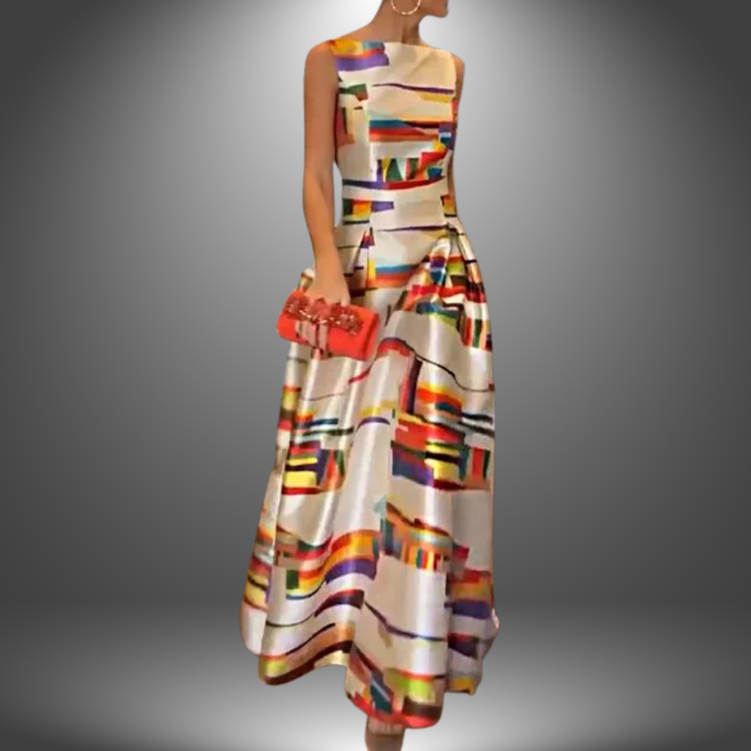 Tatum – Elegant Printed Long Party Dress