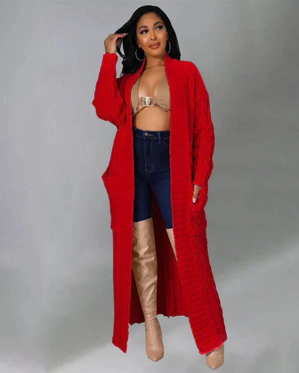 Theodora – V-Neck Long Leisure Cardigan