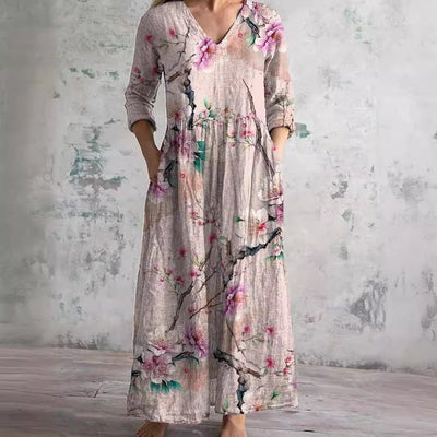 Dearyn – Summer Dress with V-Neck and Floral Pattern