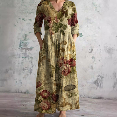 Dearyn – Summer Dress with V-Neck and Floral Pattern