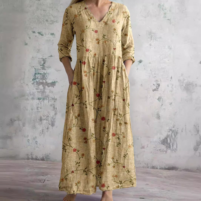 Dearyn – Summer Dress with V-Neck and Floral Pattern