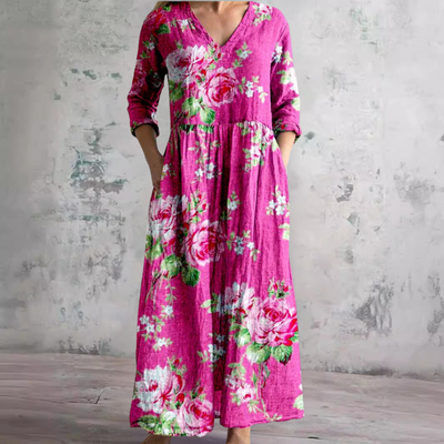 Dearyn – Summer Dress with V-Neck and Floral Pattern