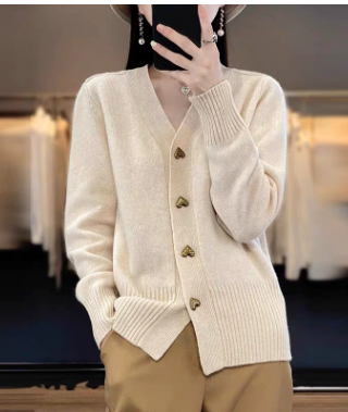 Adele – Elegant Heart Button Cardigan