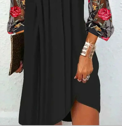 Ruby – Elegant Mini Dress with V-Neck and Sheer Sleeves