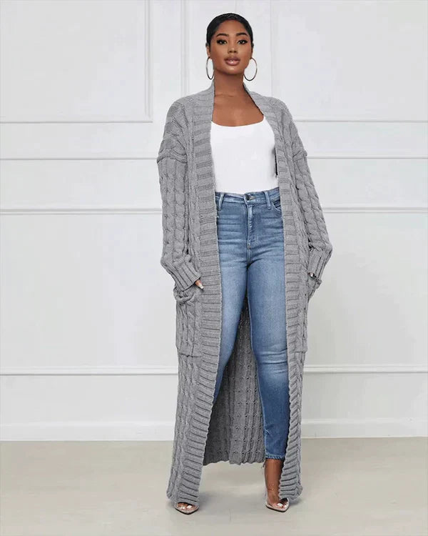 Theodora – V-Neck Long Leisure Cardigan