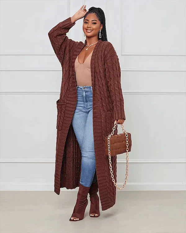 Theodora – V-Neck Long Leisure Cardigan
