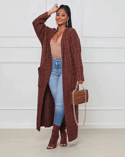 Theodora – V-Neck Long Leisure Cardigan