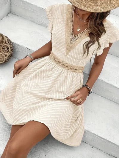 Sophia – Elegant Crochet Trim V-Neck Summer Dress