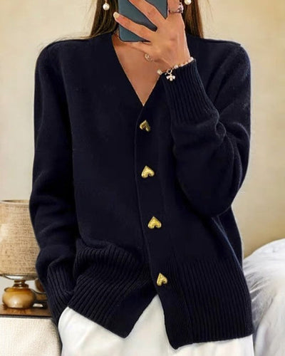 Adele – Elegant Heart Button Cardigan