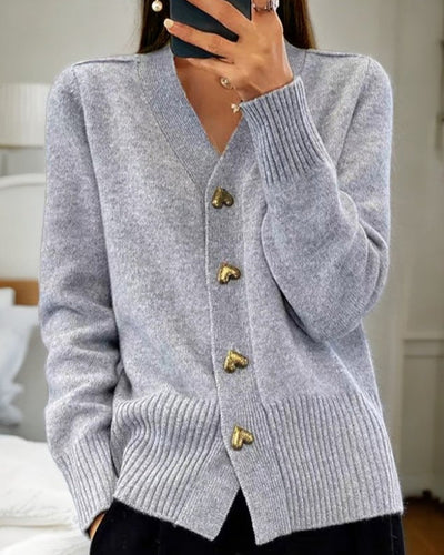 Adele – Elegant Heart Button Cardigan